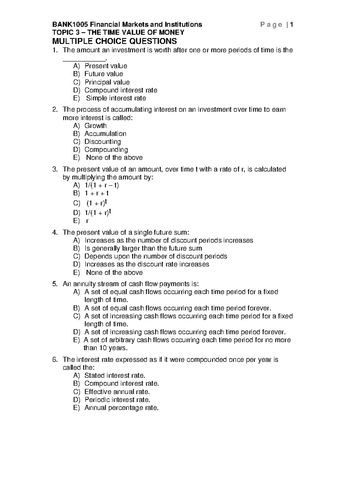 T3MC - Time Value of Money - TOPIC 3 – THE TIME VALUE OF MONEY MULTIPLE ...