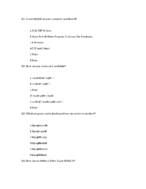 1 Cheat Sheet for JKNO - JKNO - Q1: Which of the following SQL ...