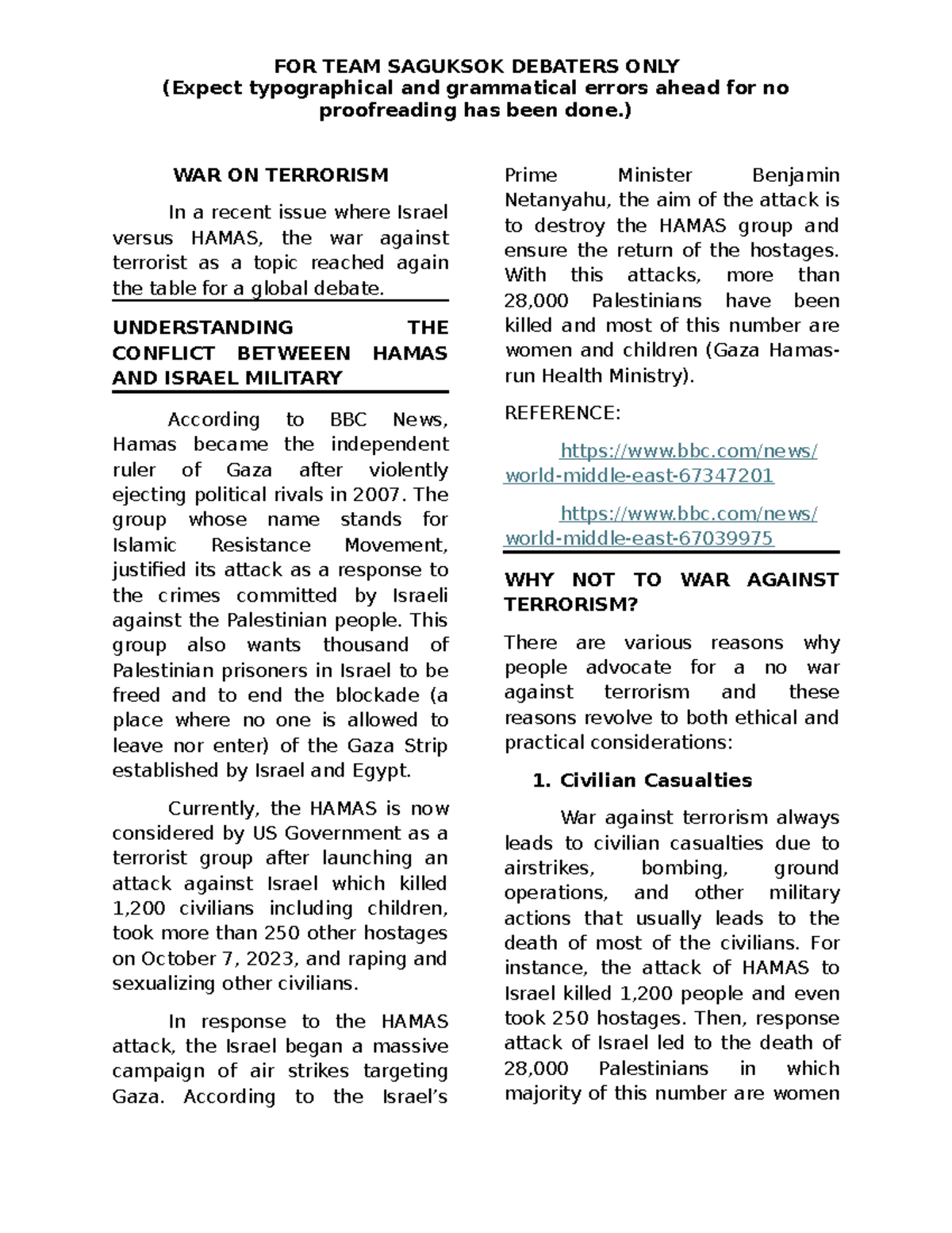 RBP WAR Against Terrorism - (Expect typographical and grammatical ...