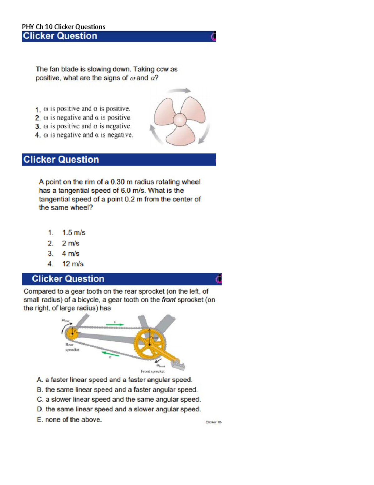 PHY Ch 10 Clicker Questions - PHY 317L - Studocu