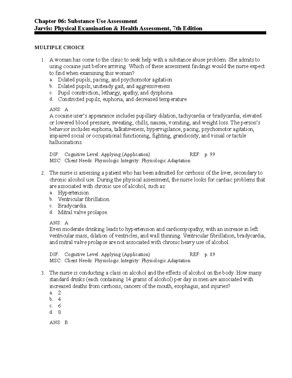 C6 - Jarvis Physical Health Assessment 7 edition - Chapter 06 ...
