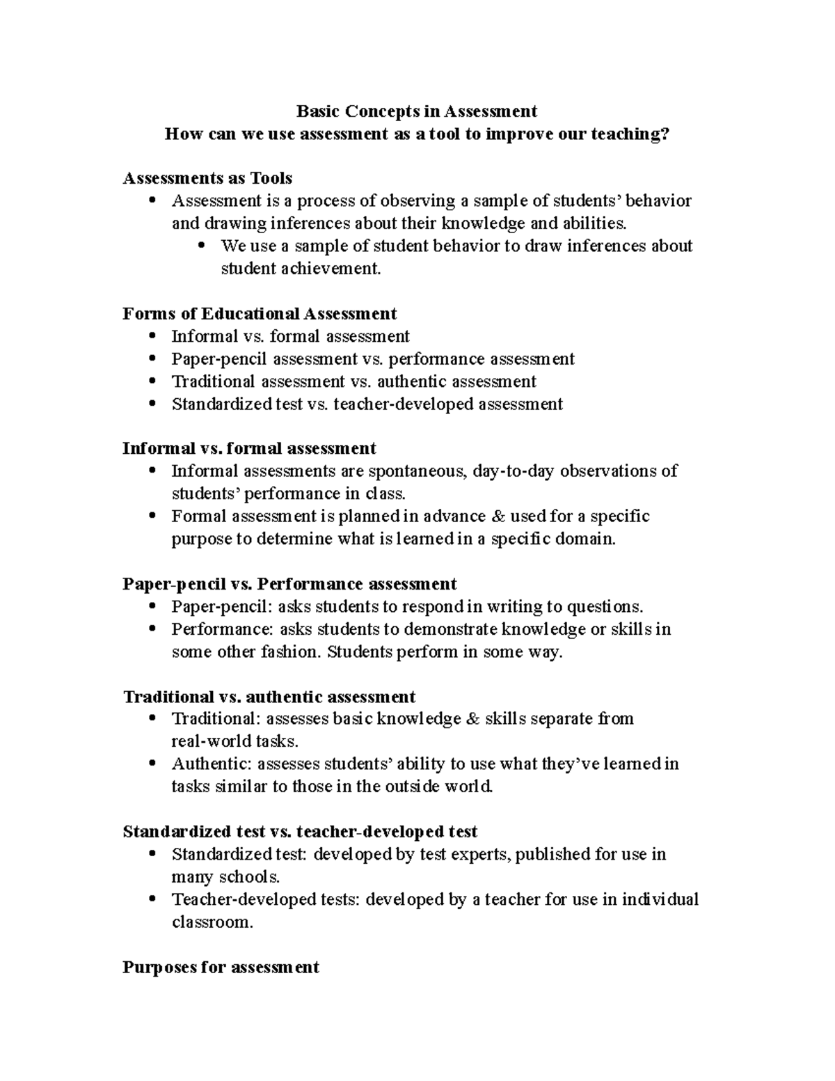 50838703 Educational Psychology Ch 15 Notes - Basic Concepts in ...