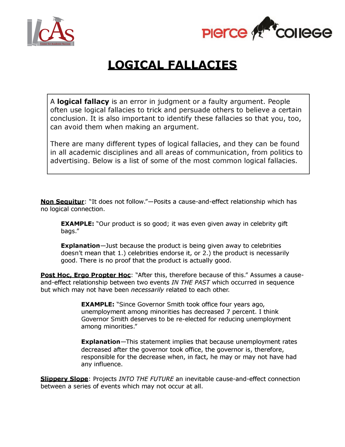 on death essay logical fallacies