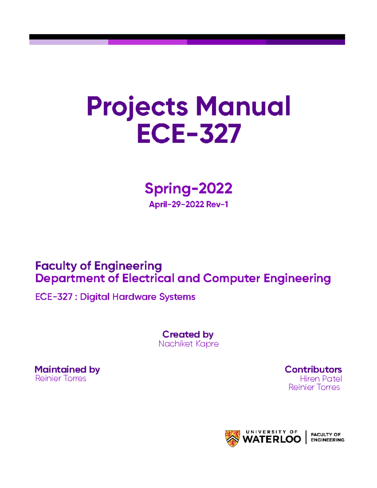 ECE 327 Lab Manual Spring 2022 ECE Spring April292022 Rev