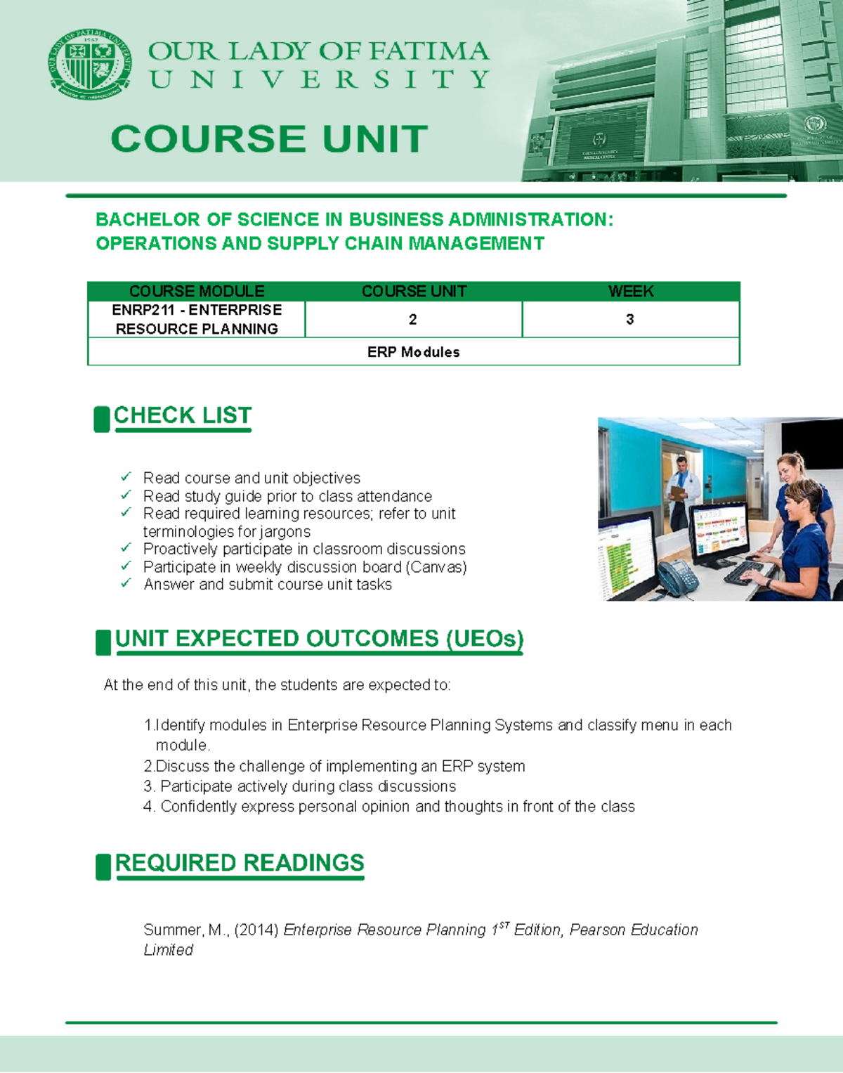 WEEK 3 ERP Modules - BACHELOR OF SCIENCE IN BUSINESS ADMINISTRATION ...