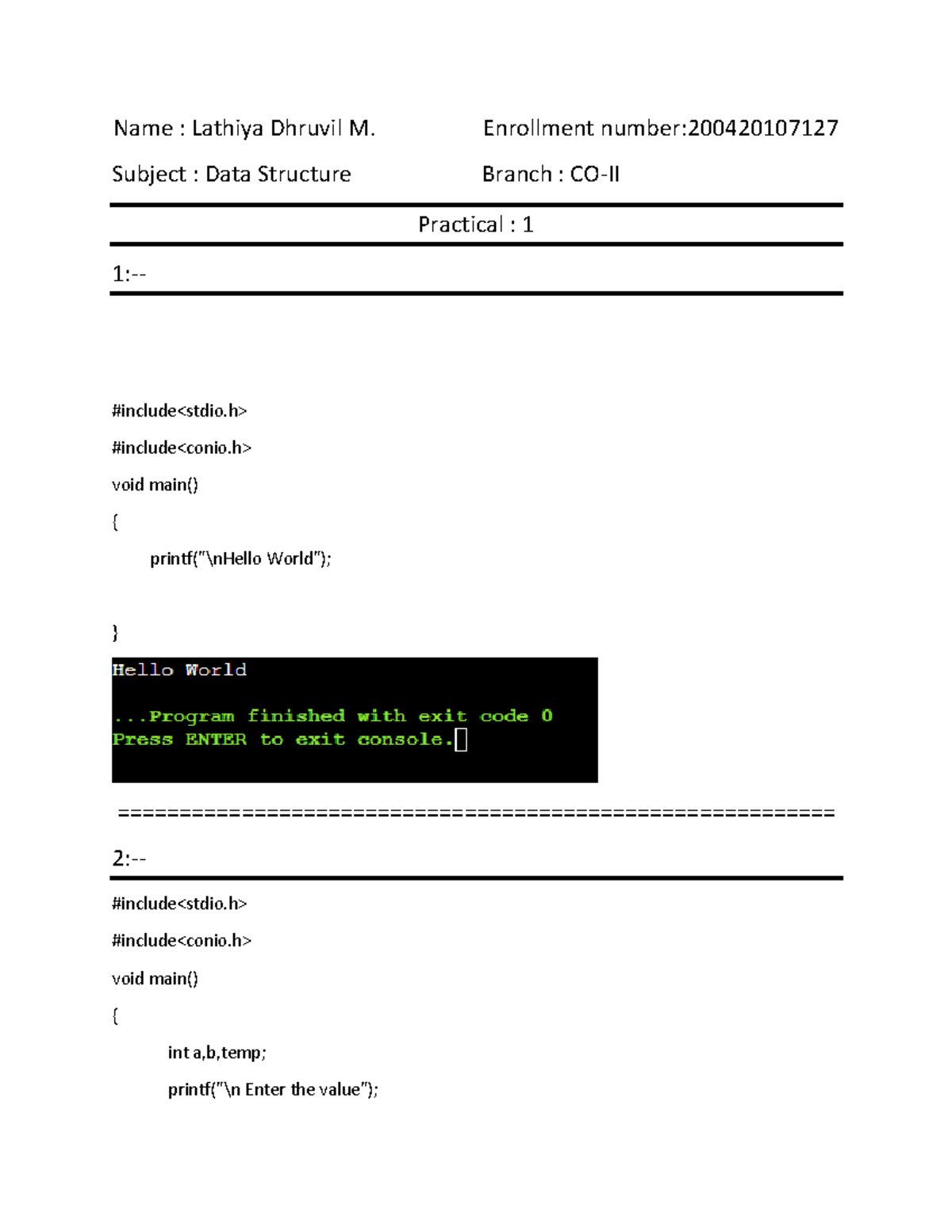 swap-value-in-java-name-lathiya-dhruvil-m-enrollment-number