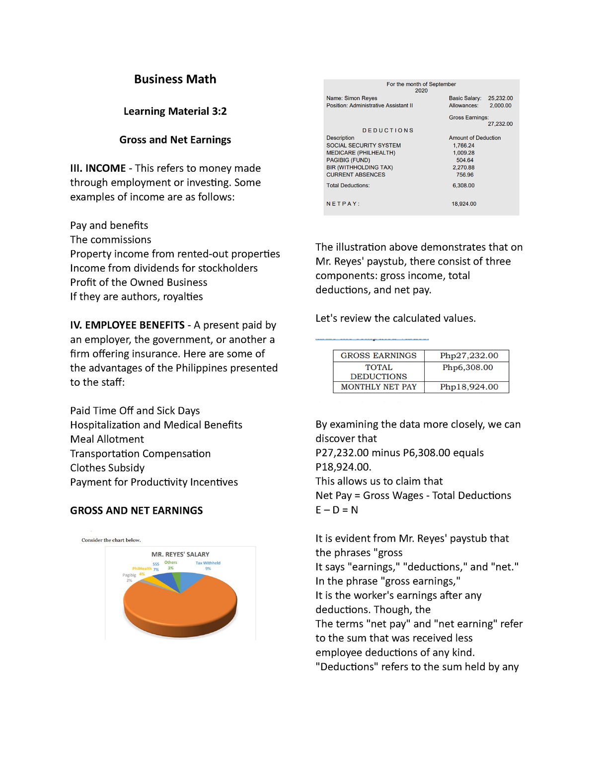 Business Math LM 3-2 - This Learning Material Will Help Students In ...