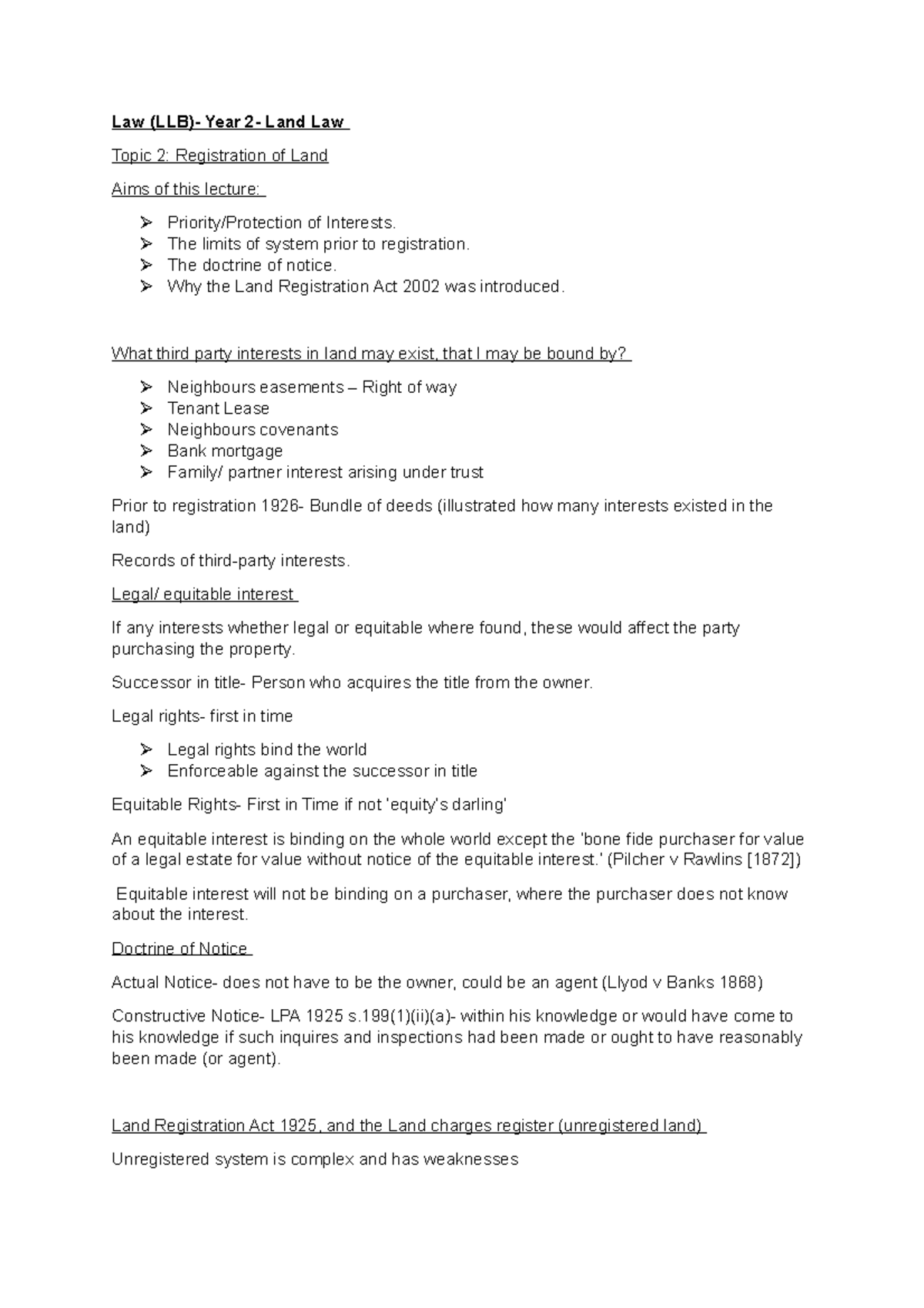 Topic 2- Registration of Land - Law (LLB)- Year 2- Land Law Topic 2 ...