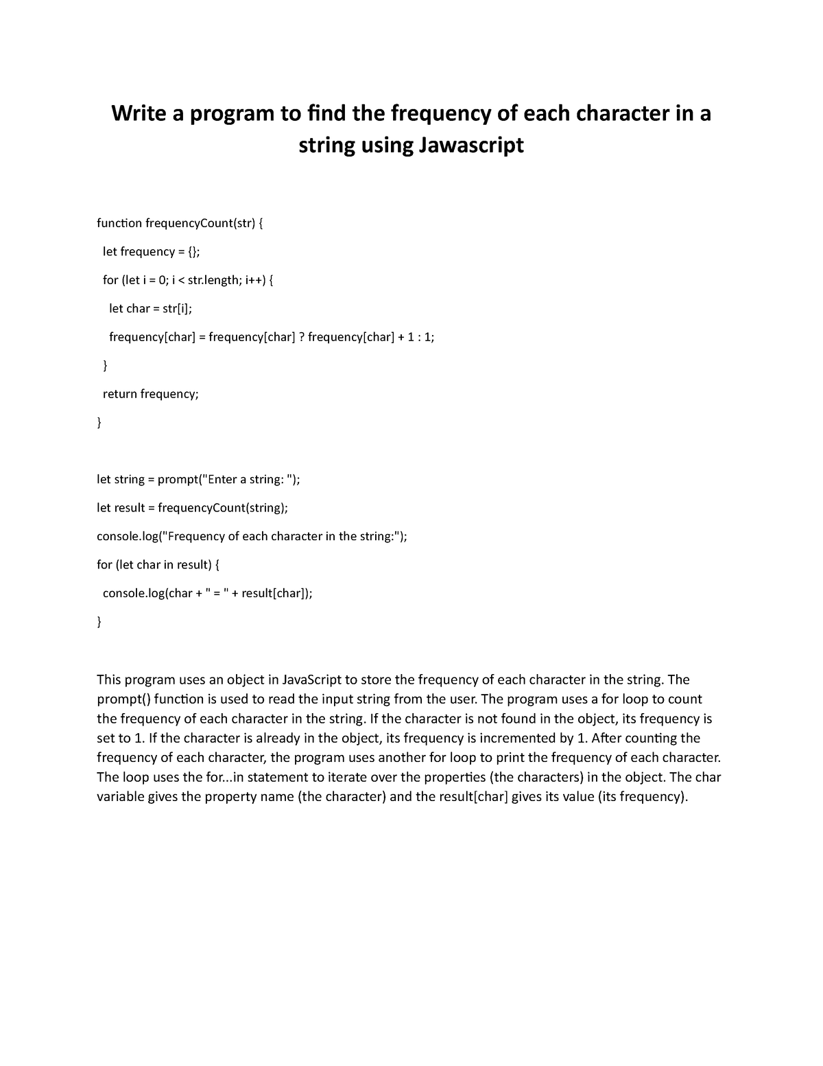 using-javascript-write-a-program-to-find-the-frequency-of-each