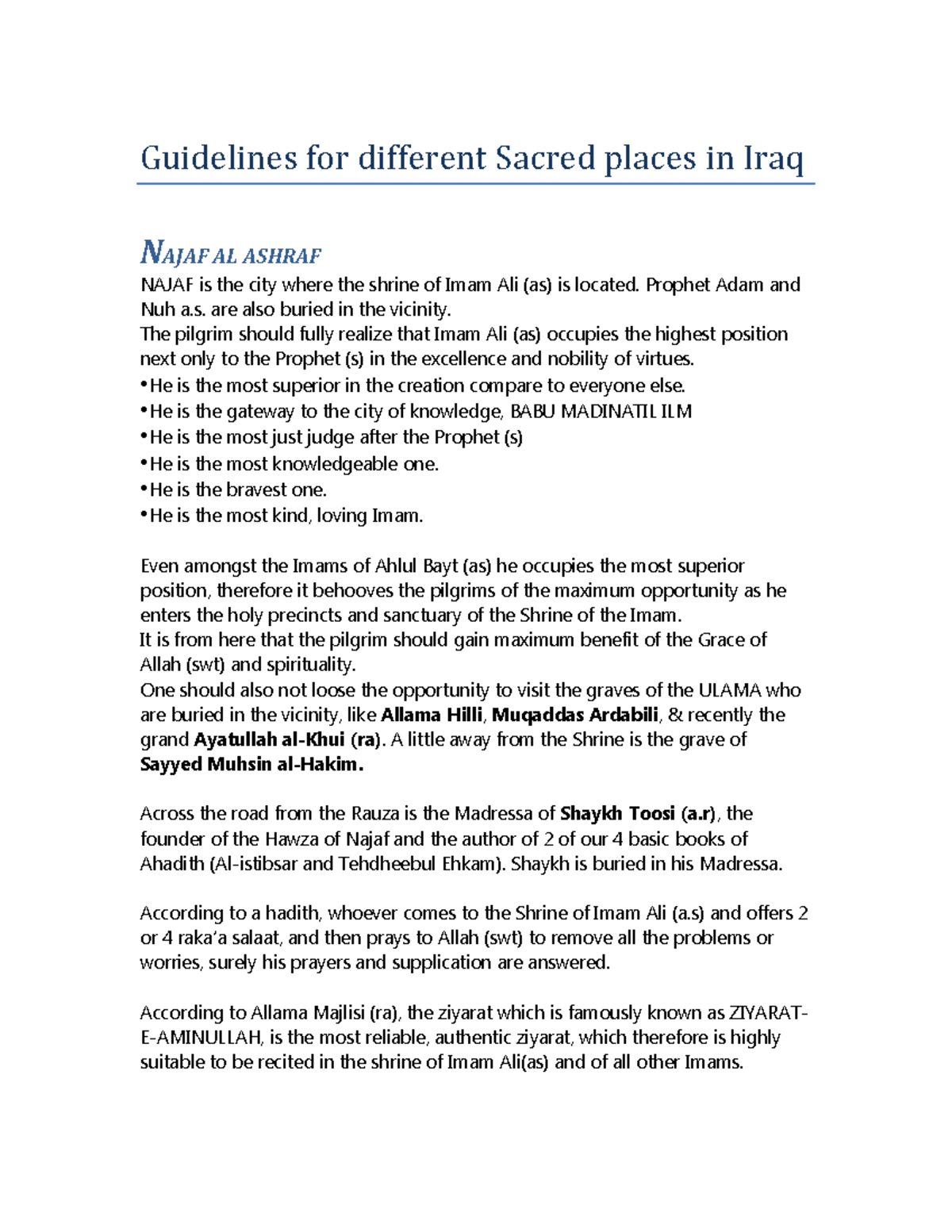 Iraq-guide - It is a guide to Iraq religious places. - Guidelines for ...