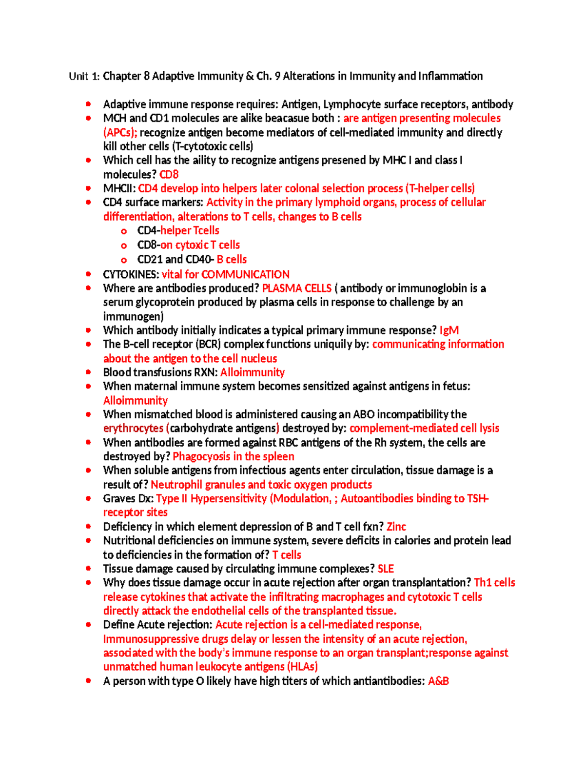 Unit 1 Pathophys part 2 - Study guides - Unit 1: Chapter 8 Adaptive ...