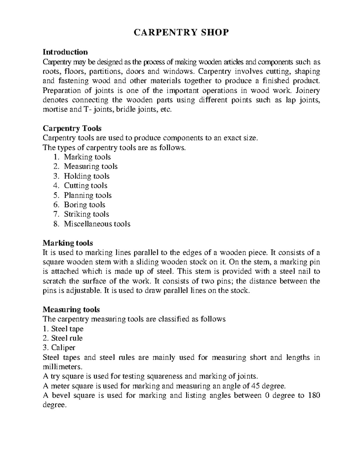 N51e62e9ea2045 - Lecture notes 1-6 - CARPENTRY SHOP Introduction ...