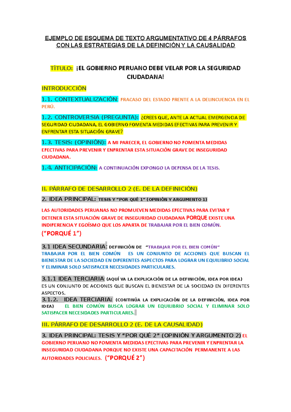 Utp Ejemplo De Esquema De Un Texto Argumentativo Básico Con 4 Párrafos