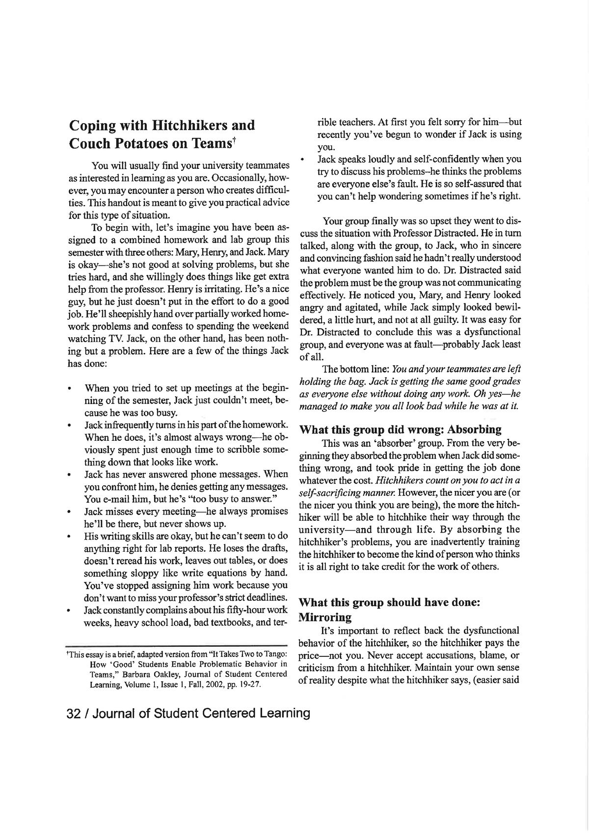 Coping With Hitchhikers And Couch Potatoes On Teams Coping With Hitchhikers And Couch Potatoes 9574