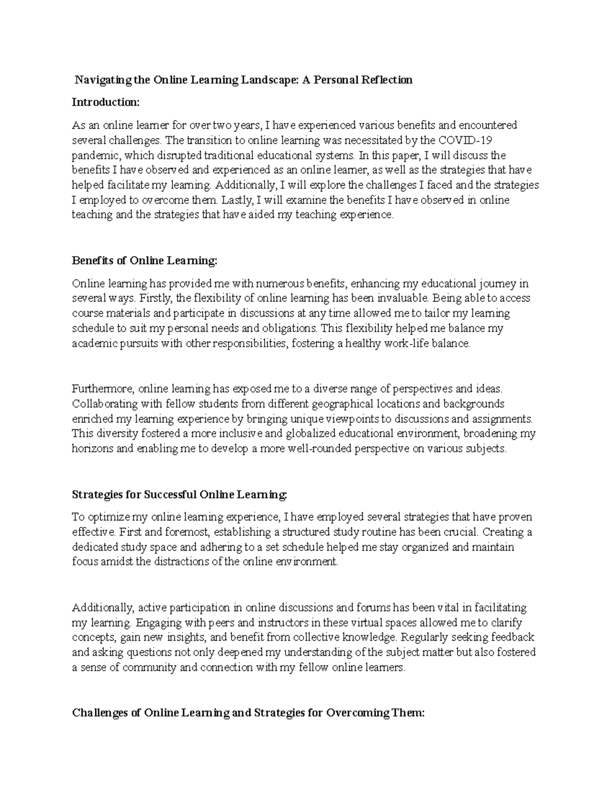 Online Learning - Perfect course guide based essays - Navigating the ...