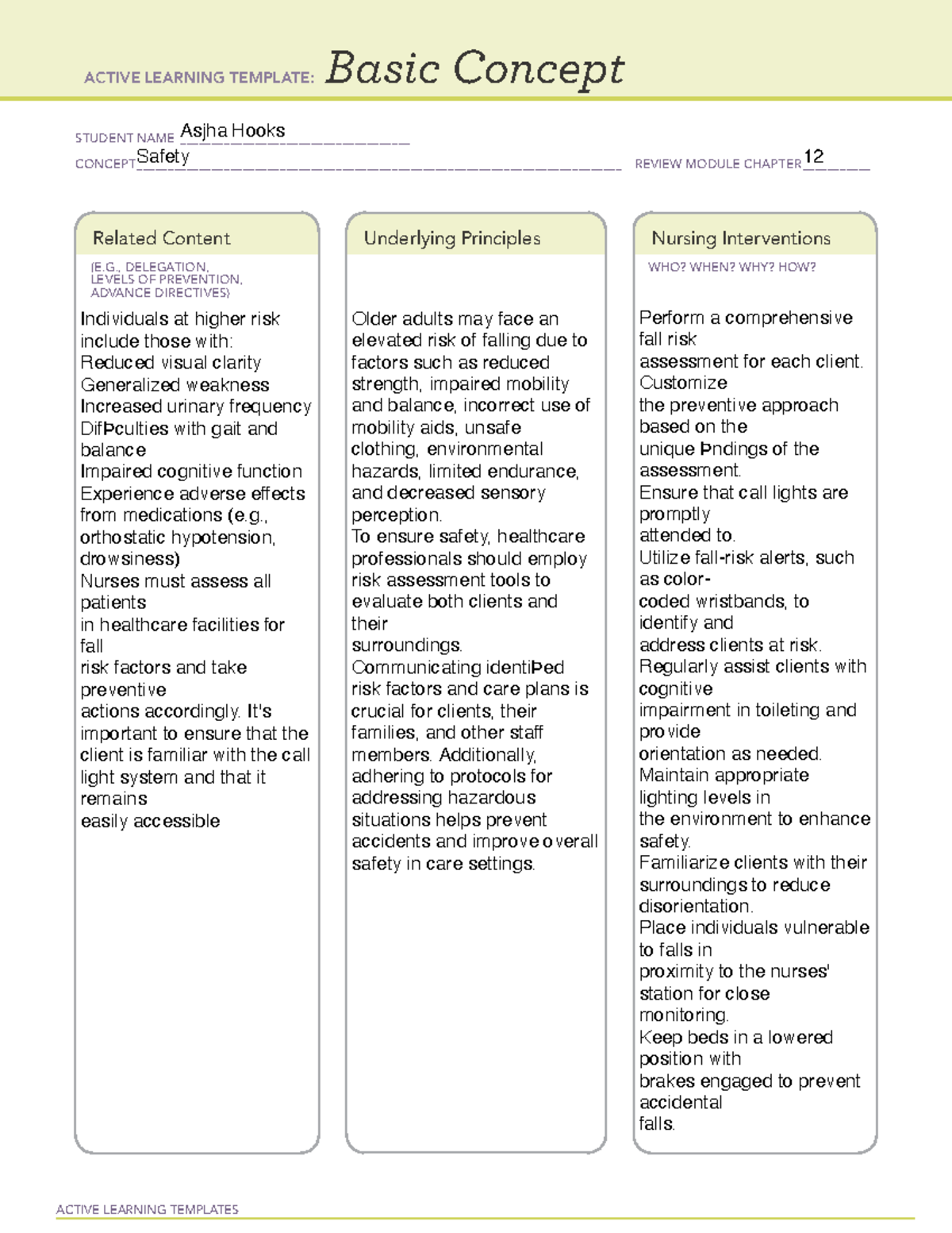 Adult Template 1 - N/A - NURS 4025 - ACTIVE LEARNING TEMPLATES Basic ...