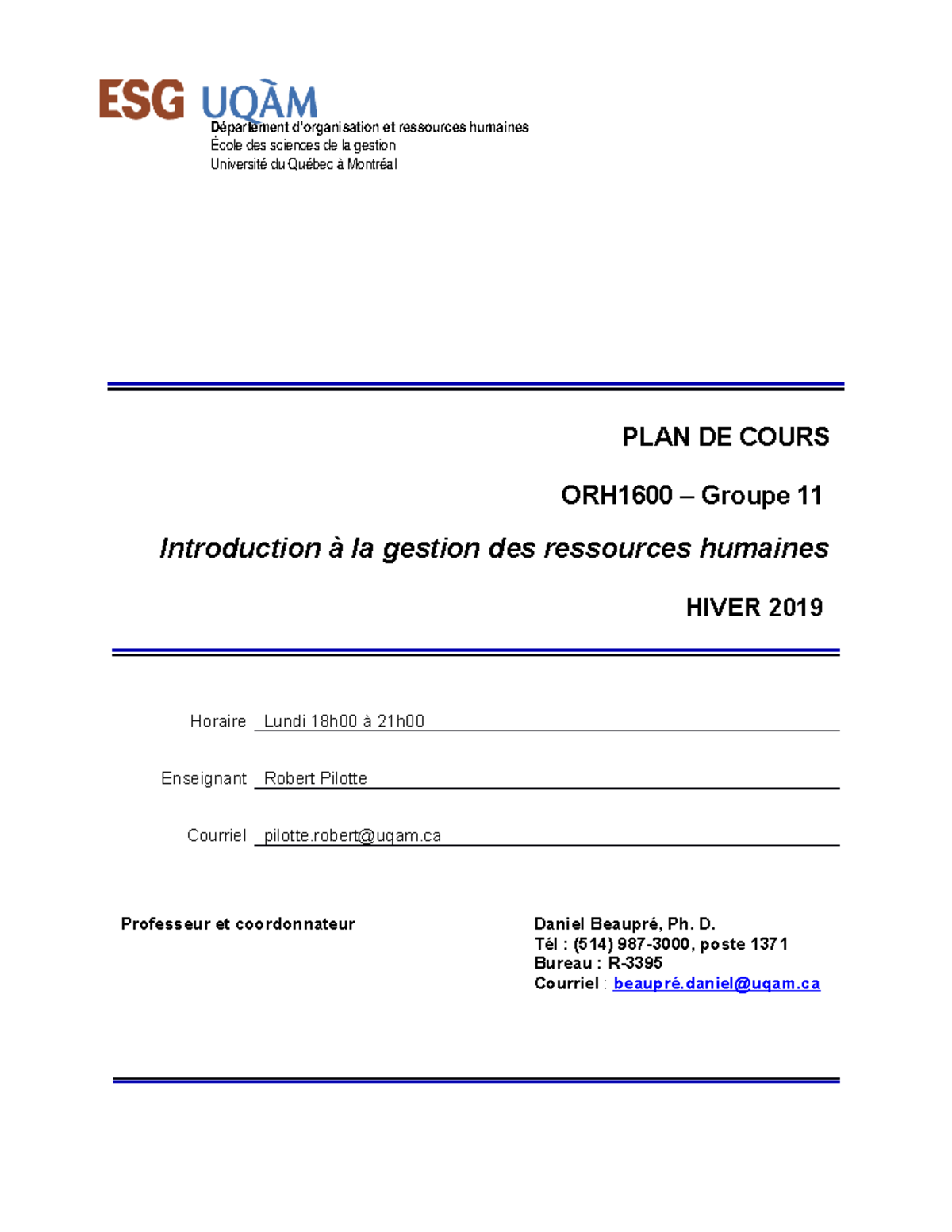 SYL-ORH1600-11- Hiver 2019 - Département D’organisation Et Ressources ...