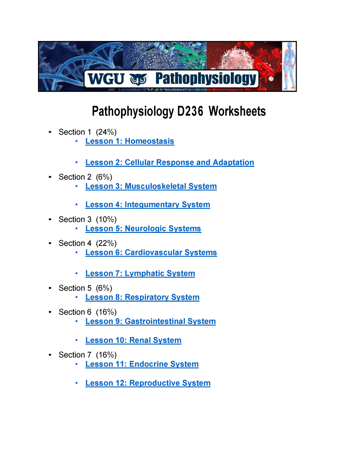 Pathophysiology D236 Worksheets Packet - Pathophysiology D236 ...