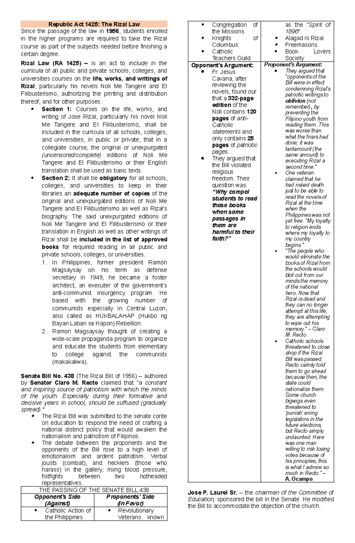 Republic act 1425 the rizal law republic act 1425 the rizal law