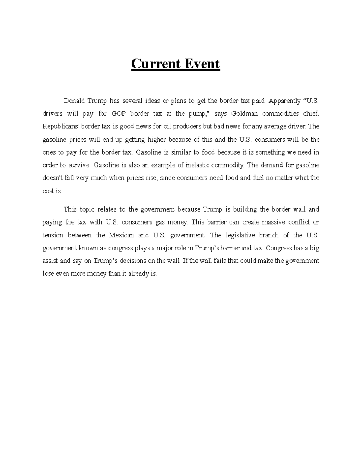 Current Event 1 13 17 - discussion assignment - Current Event Donald ...