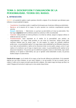 TEMA 1. IntroduccióN AL Estudio CientíFICO DE LA Personalidad ...