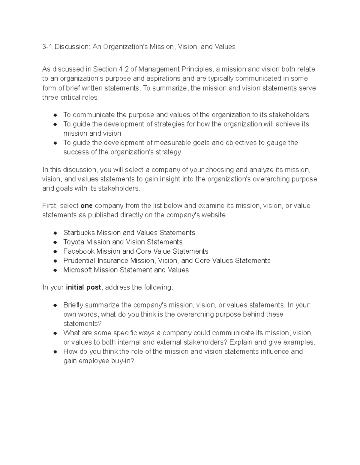 Com 127 3 1 3 1 Discussion 3 1 Discussion An Organizations Mission Vision And Values As 6434