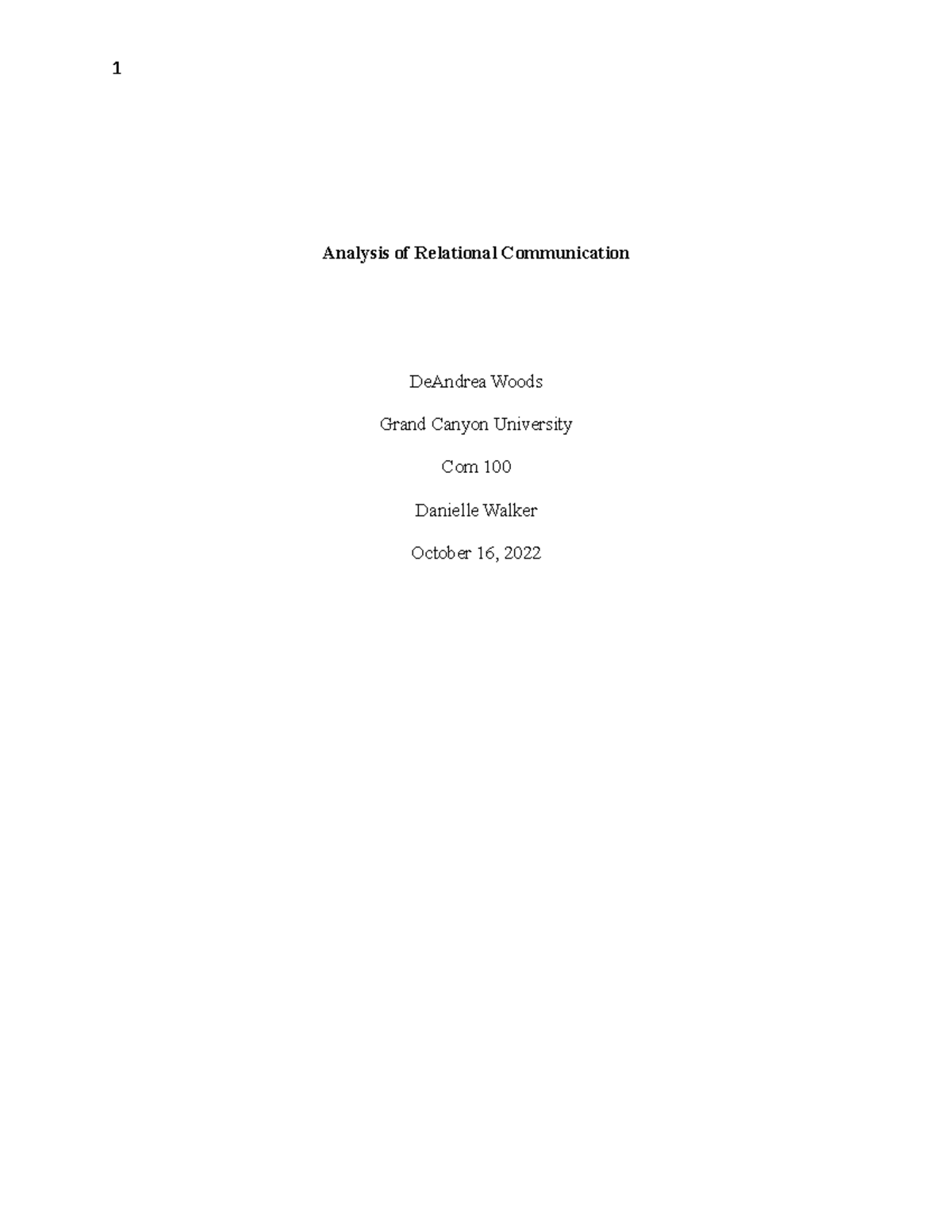 Analysis of Relational Communication - Analysis of Relational ...