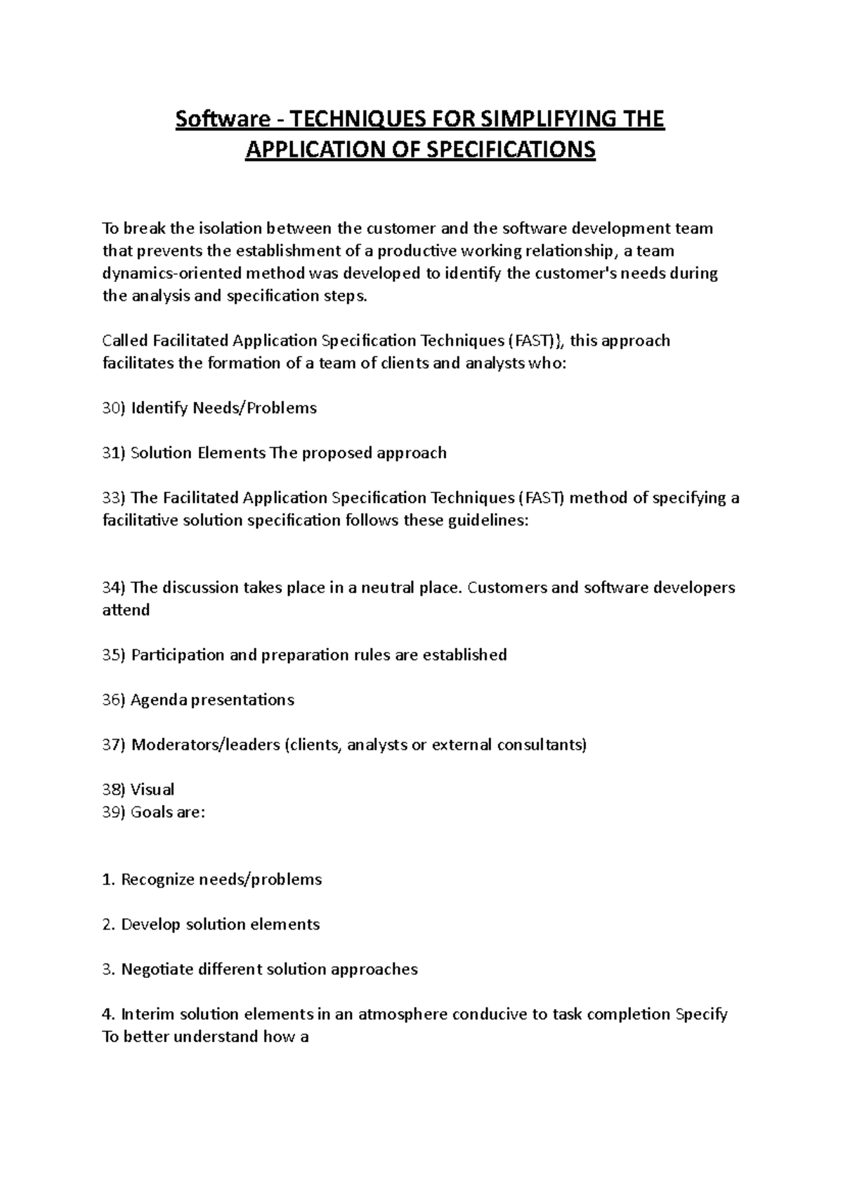 Software - Techniques FOR Simplifying THE Application OF Specifications ...