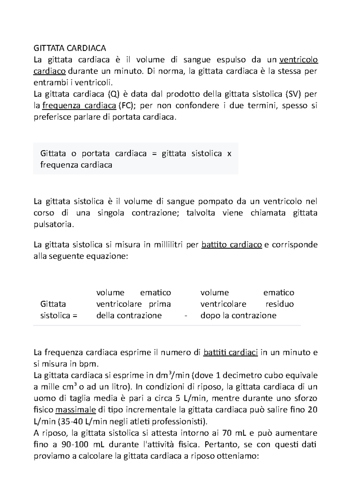 Gittata Cardiaca - GITTATA CARDIACA La gittata cardiaca è il volume di ...