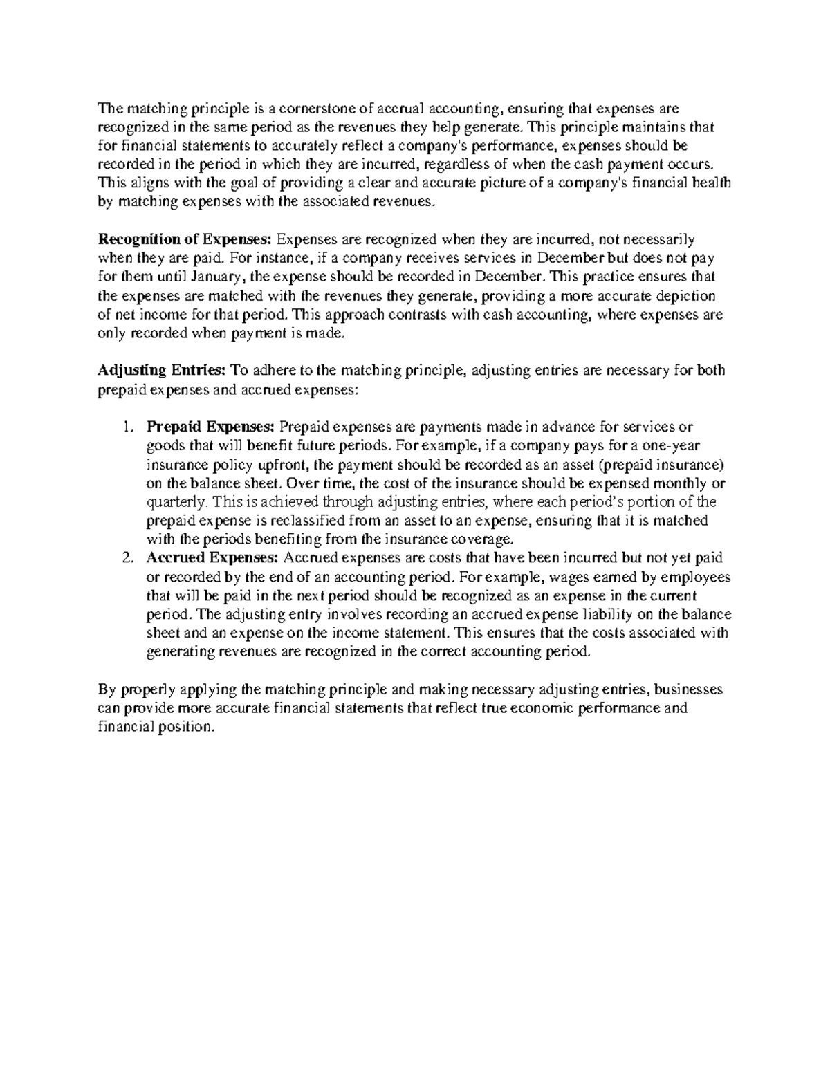The matching principle is a cornerstone of accrual accounting - This ...