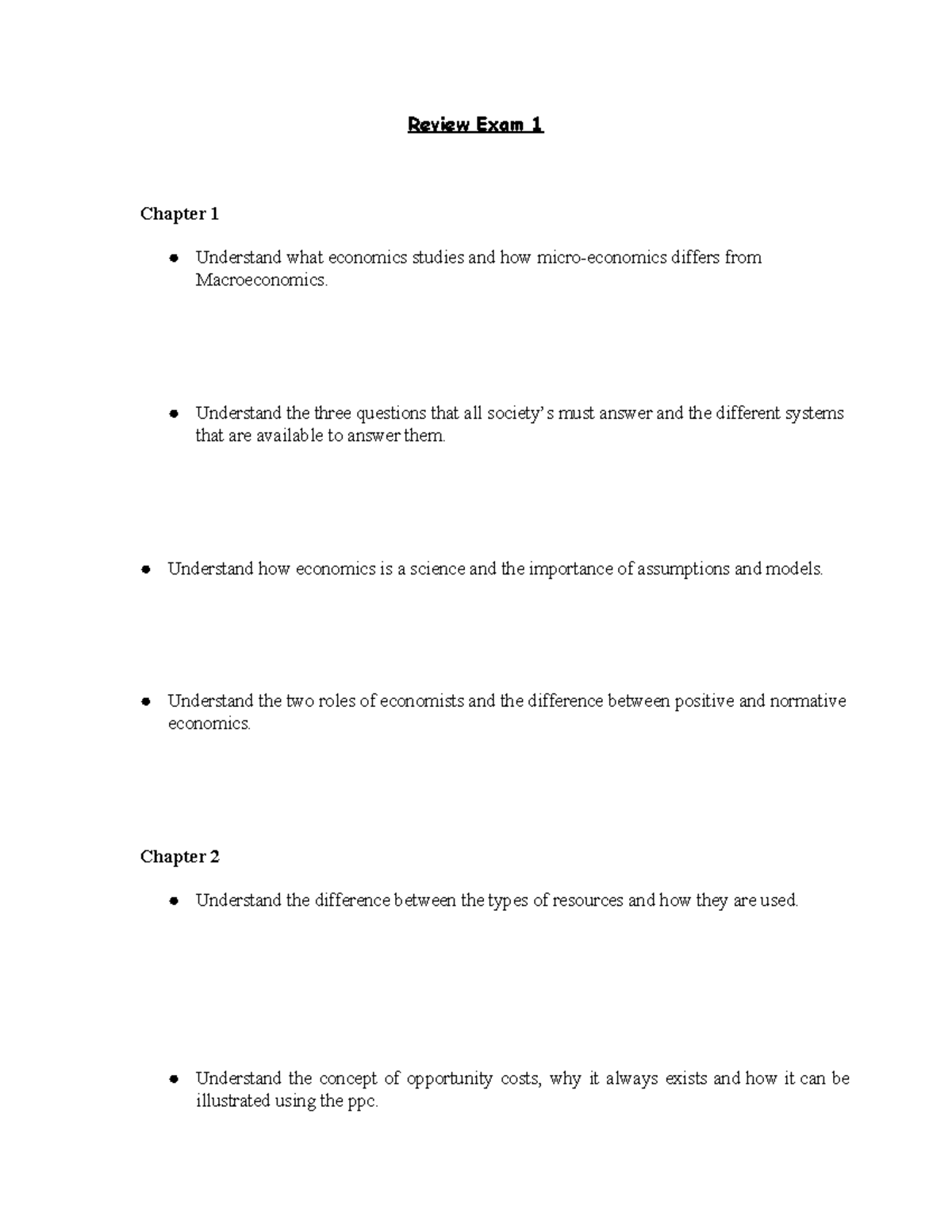 ECO181 SG Midterm 1 - Lecture notes 1-7 - Review Exam 1 Chapter 1 - Studocu