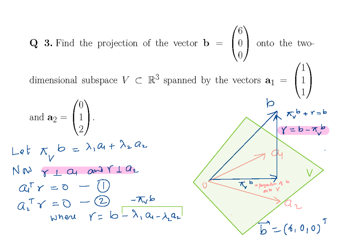 BW16 F22 Annotated (1)-7-11 - Q 3. Find the projection of the vector b ...