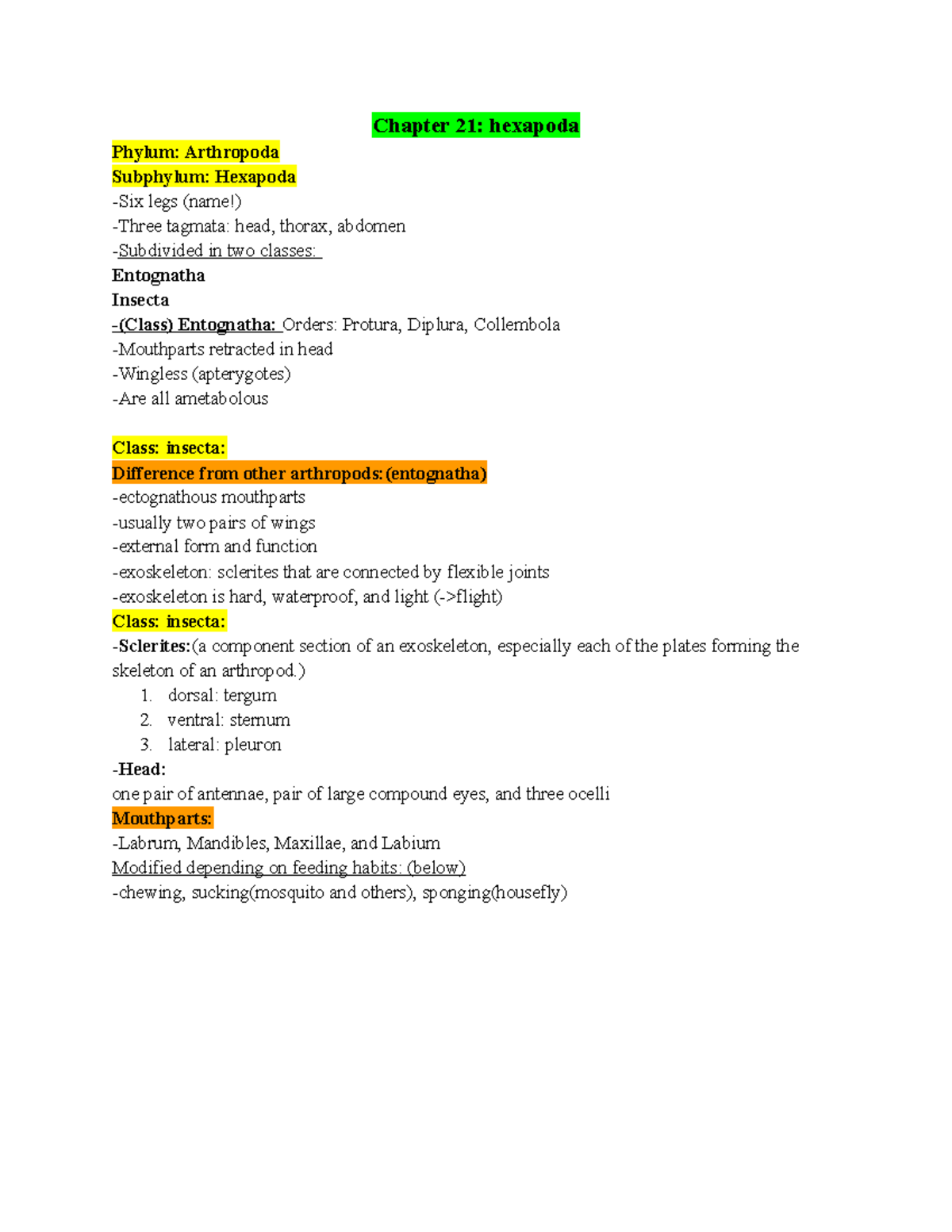 Chapter 21 zoology notes 10 20 22 - Chapter 21: hexapoda Phylum ...