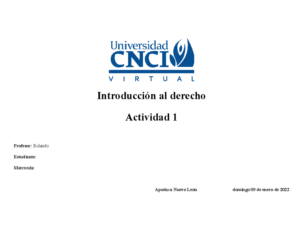 Introduccion Al Derecho Actividad 1 - Introducción Al Derecho Actividad ...