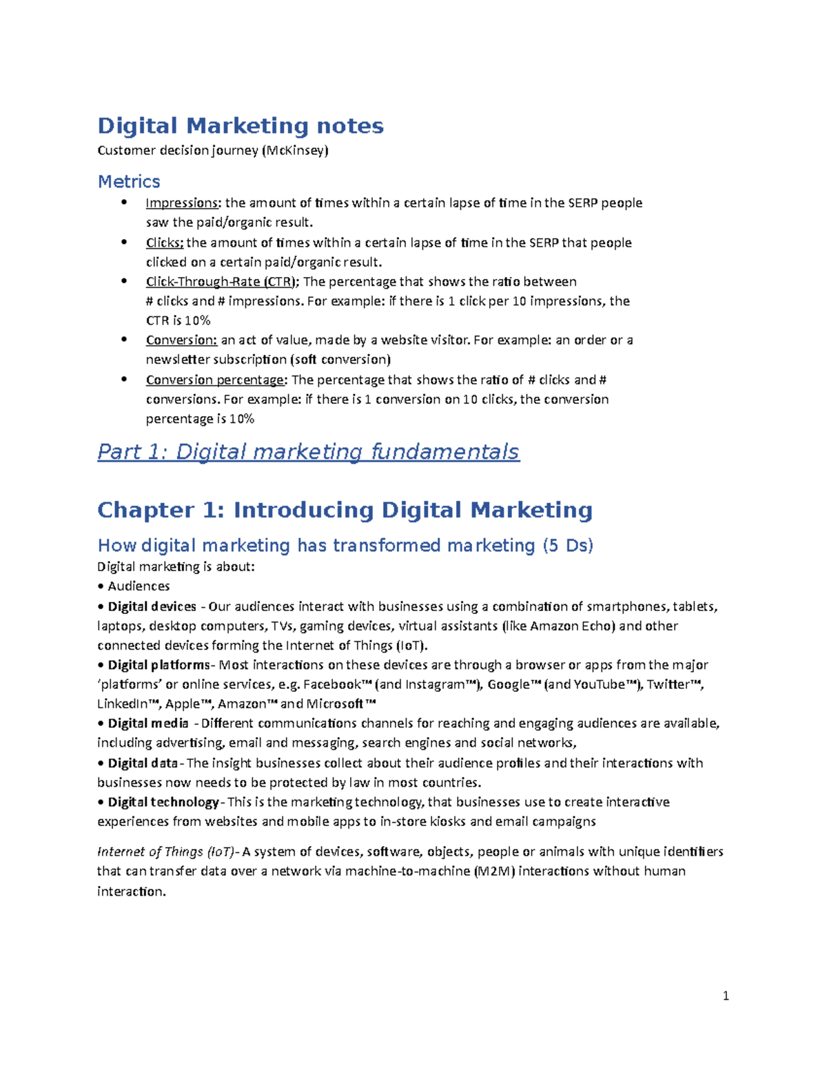 Digital Marketing notes - Digital Marketing notes Customer decision ...