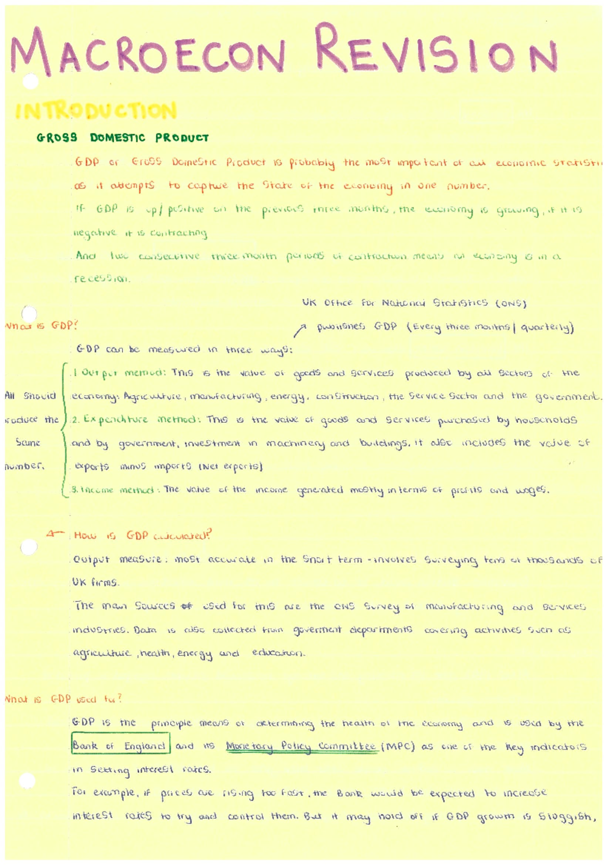 Ec1001 Macro Revision Notes - EC1001 - Studocu