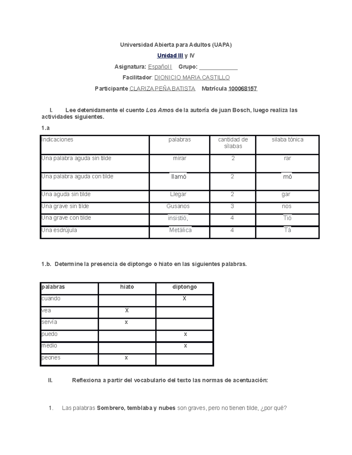 Español Tarea 2 - Universidad Abierta Para Adultos (UAPA) Unidad III Y ...