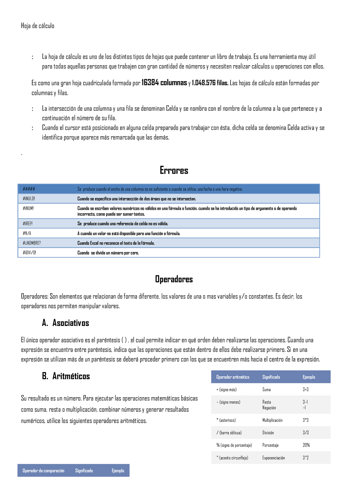 Conceptos Excel - Unidad 2. Hoja De Calculo - Hoja De C·lculo La Hoja ...