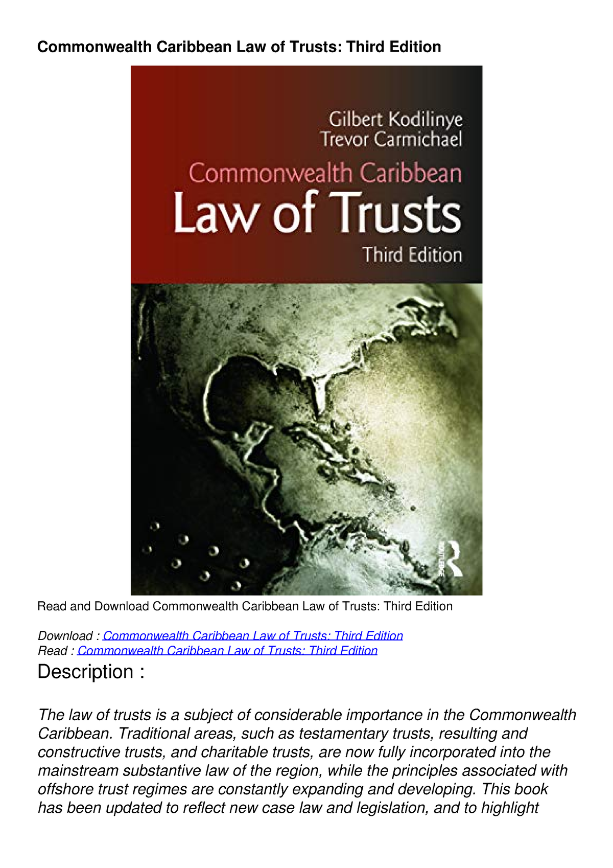 Download Book Pdf Commonwealth Caribbean Law Of Trusts Third Edition Commonwealth Caribbean 