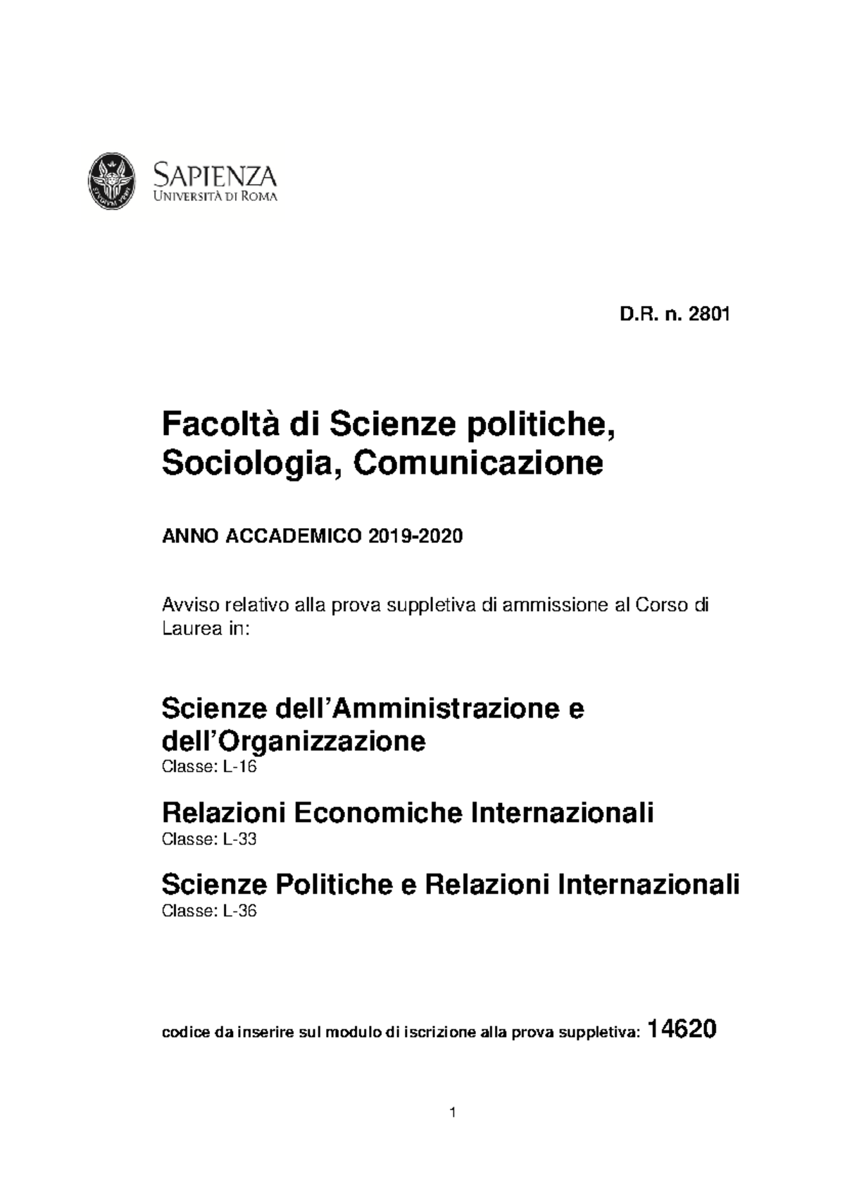Sapienza Scienze Politiche E Relazioni Internazionali