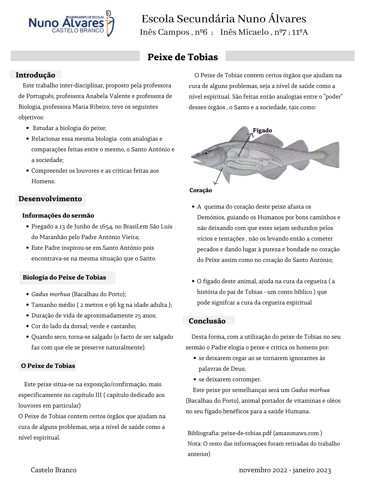 Poster peixe de Tobias - ... - Escola Secundária Nuno Álvares Inês ...