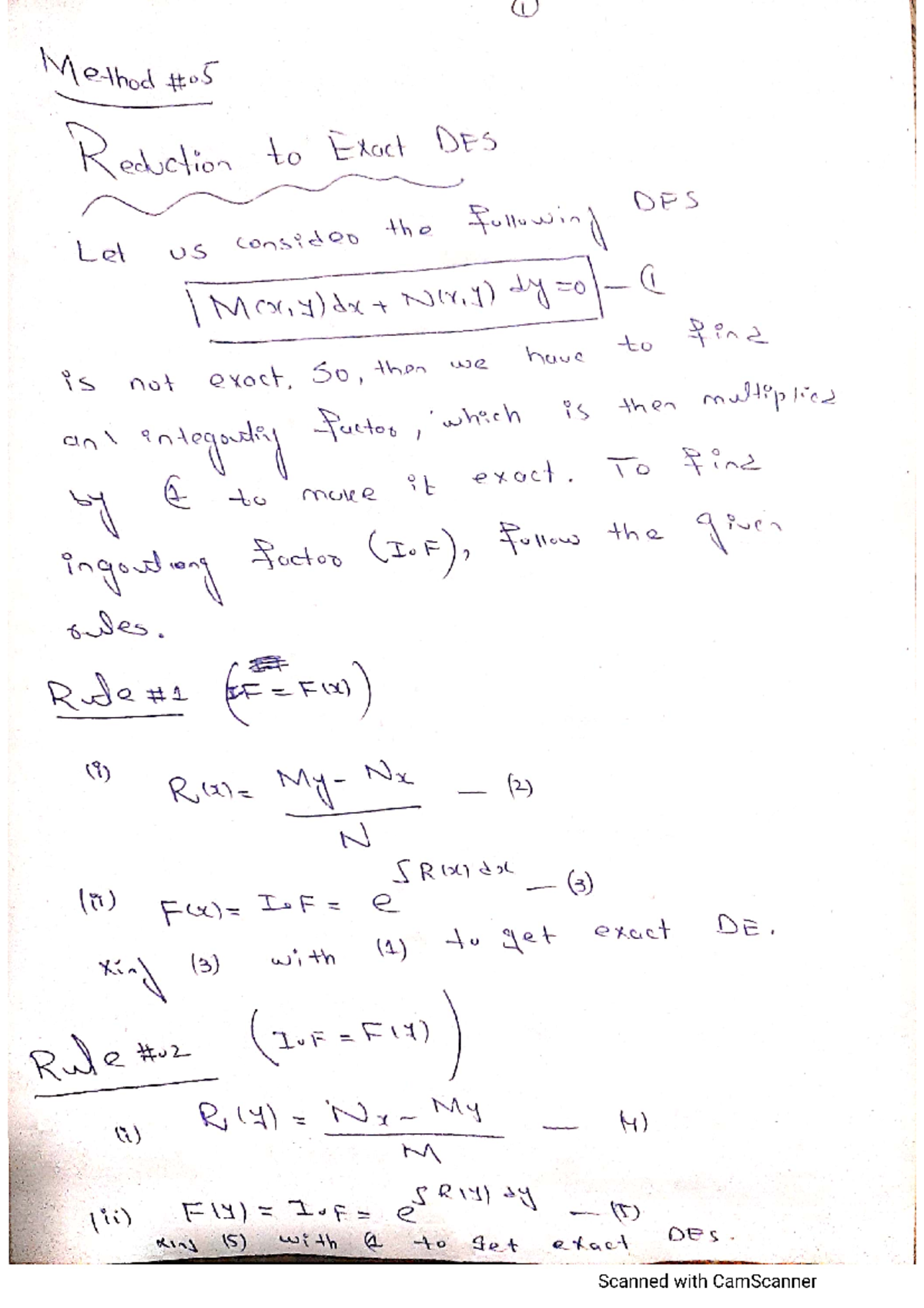 Lecture notes non exact - Differentials Equation - Studocu