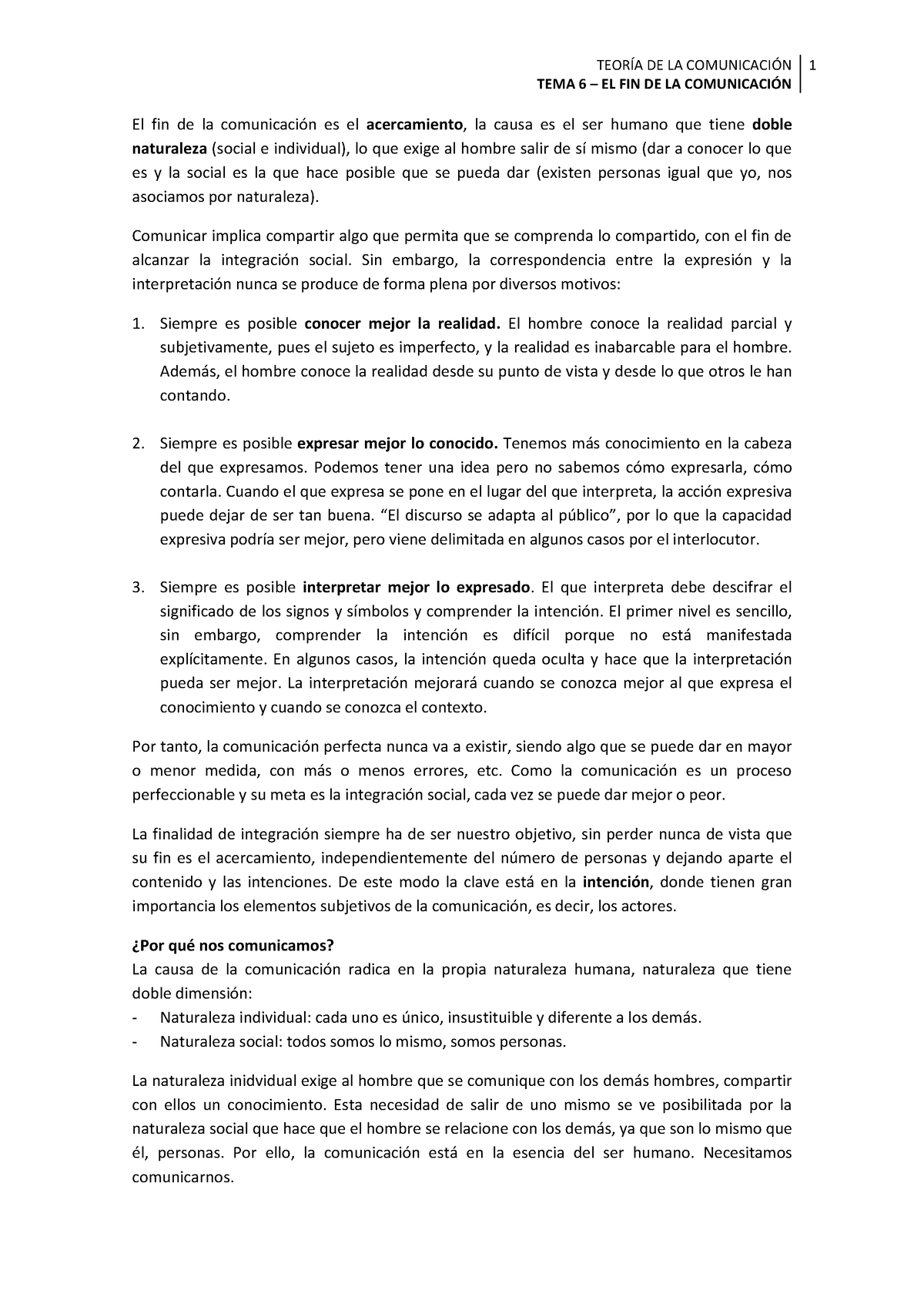 Teoría De La Comunicación Tema 6 TeorÍa De La ComunicaciÓn Tema 6 El Fin De La 