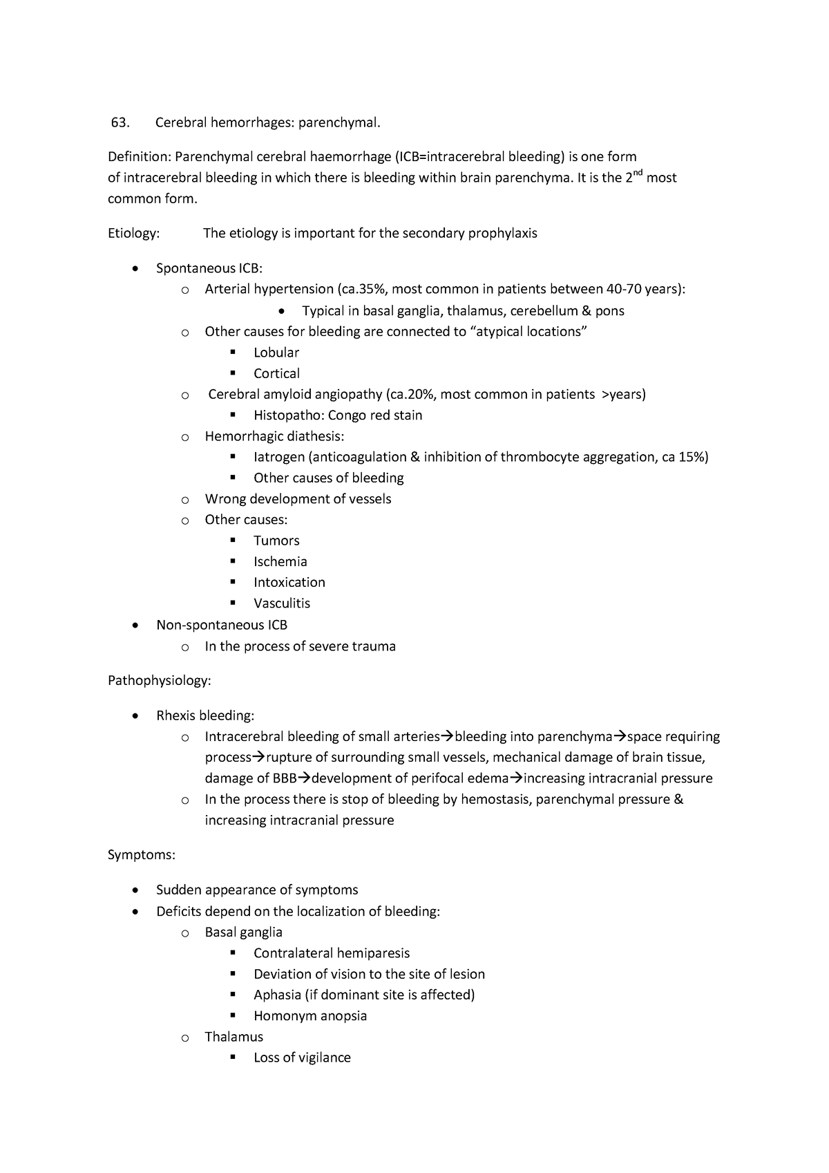 63. Cerebral hemorrhages- parenchymal - Definition: Parenchymal ...