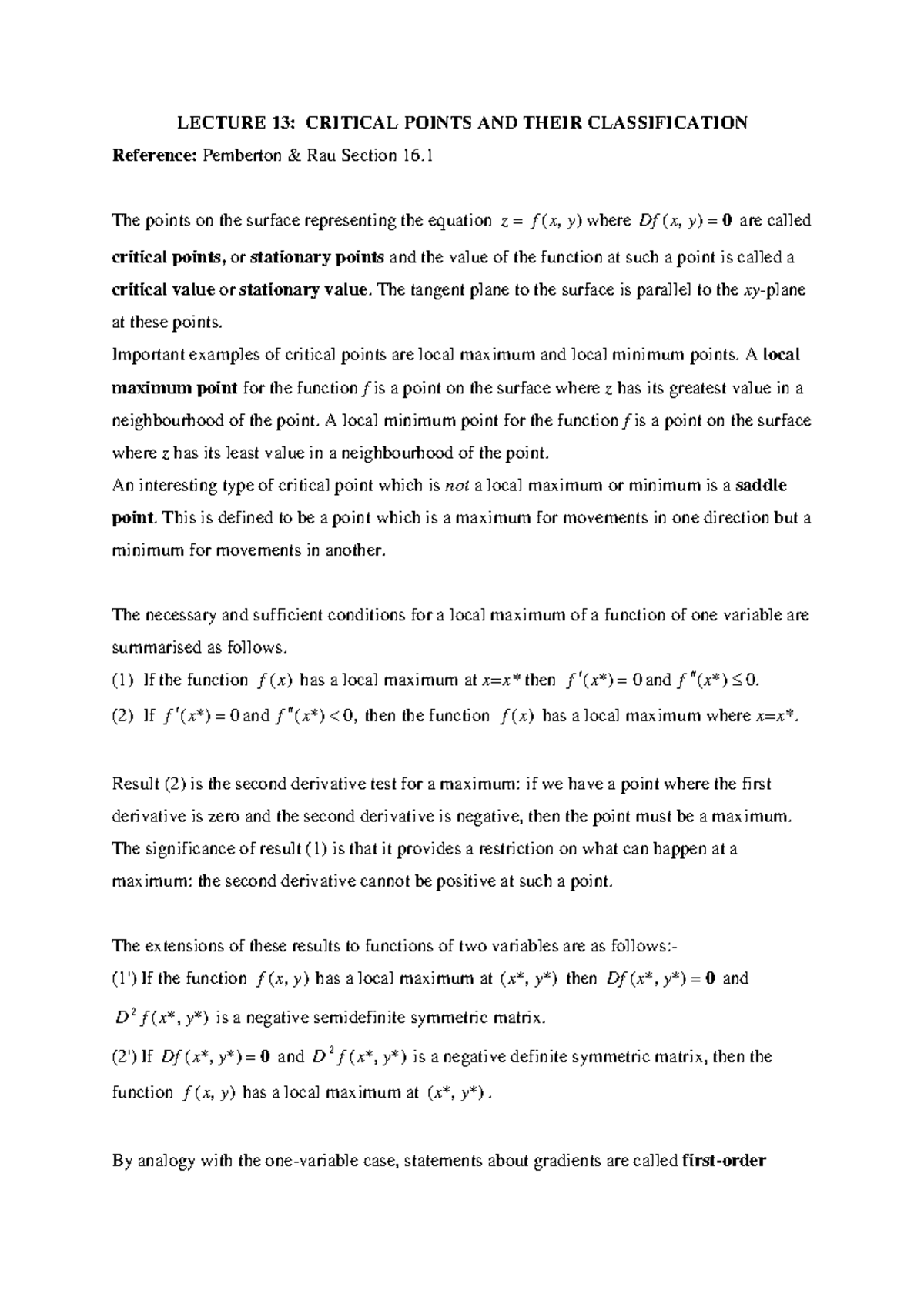Lect13 - mathematics notes and assignments - LECTURE 13: CRITICAL ...