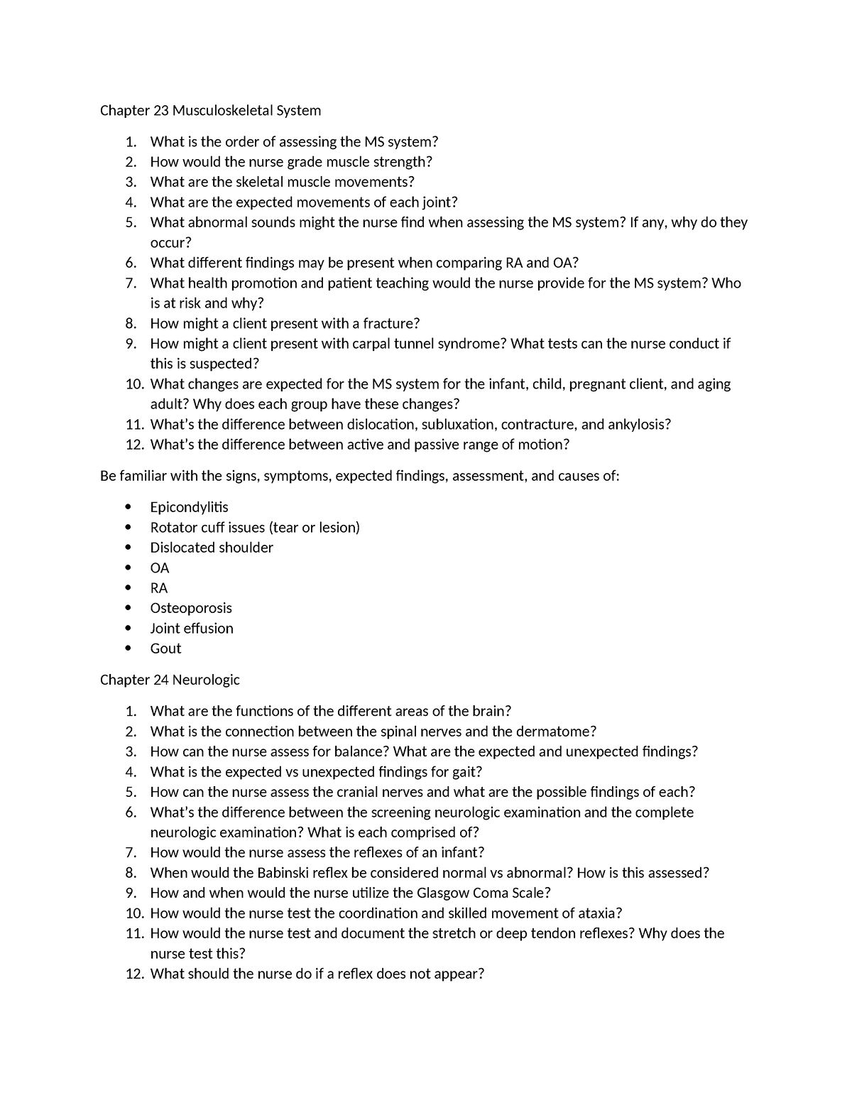 Exam 2 Critical Thinking Questions - Chapter 23 Musculoskeletal System ...