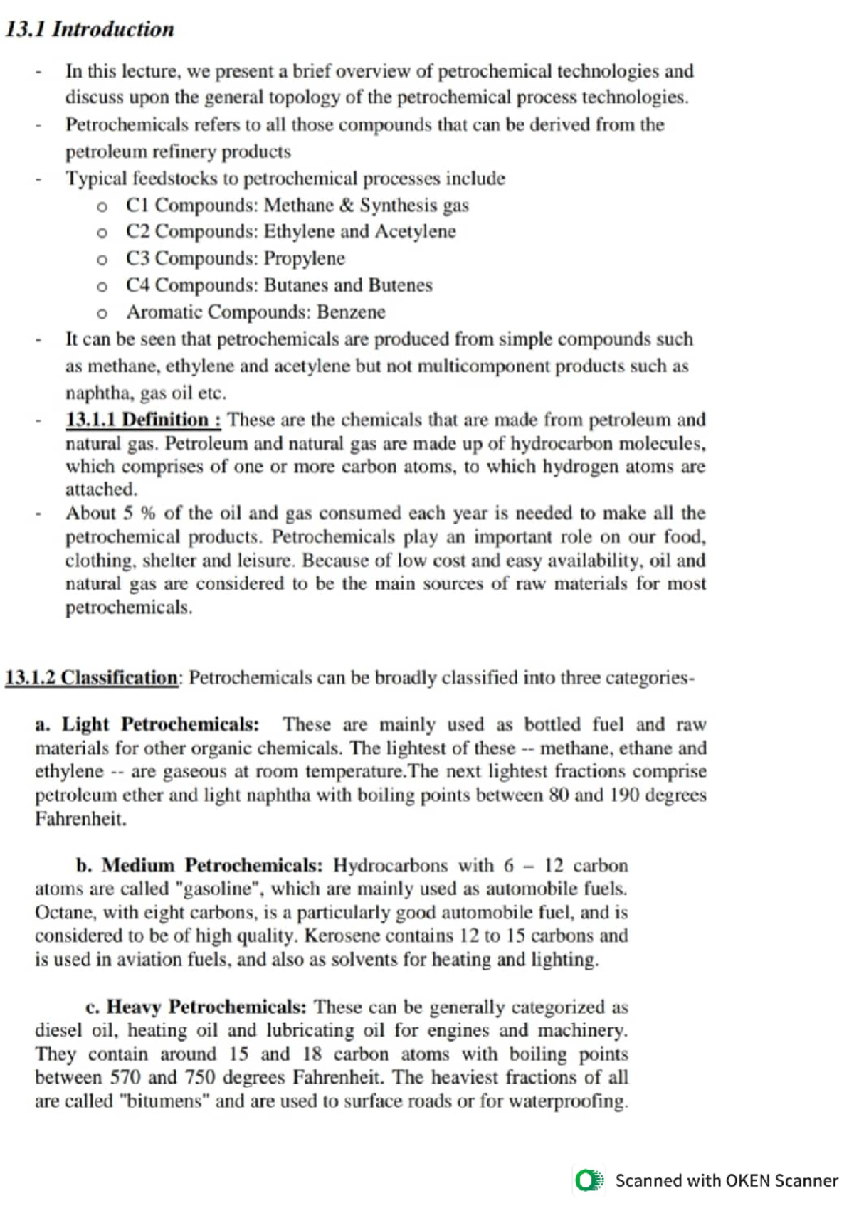 Chemistry 26 - Classification of Petrochemicals, Manufacture of ...