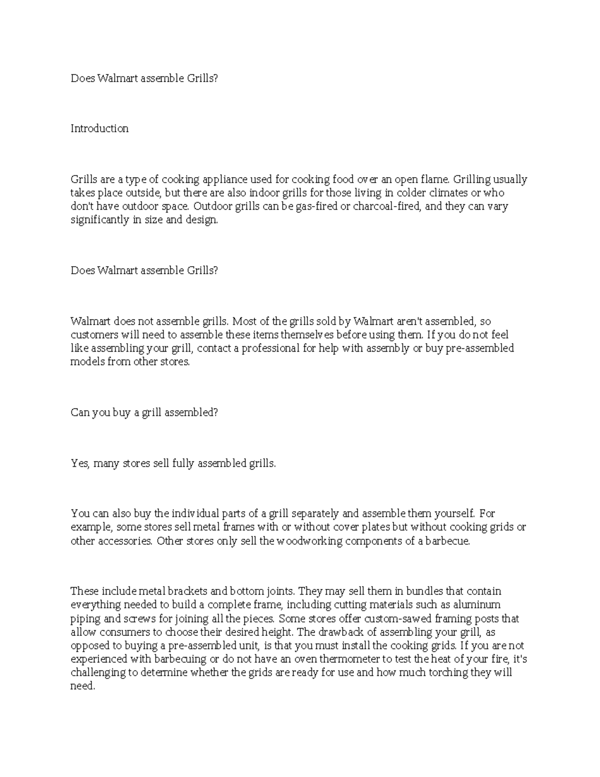 Untitled document.edited Does Walmart assemble Grills? Introduction Grills are a type of