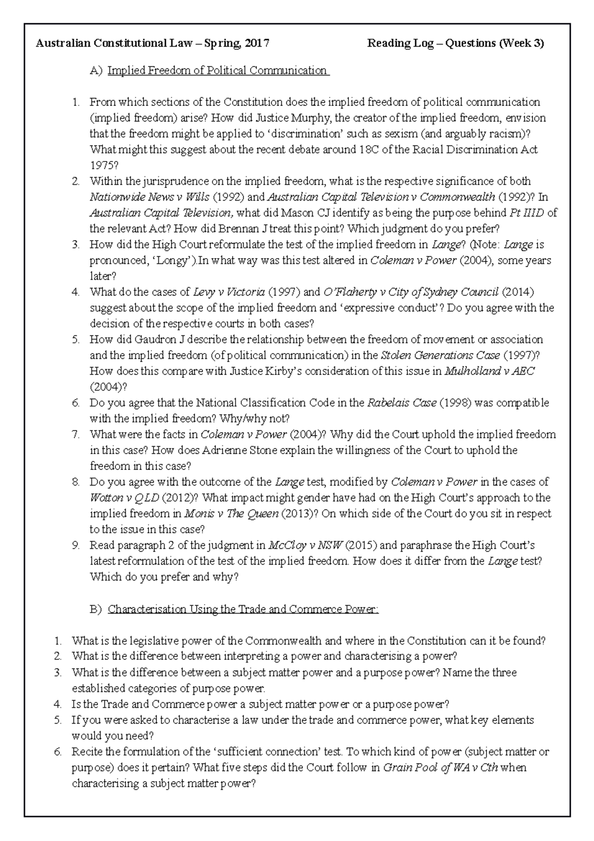 Reading Log Questions Week 3 070616 Studocu