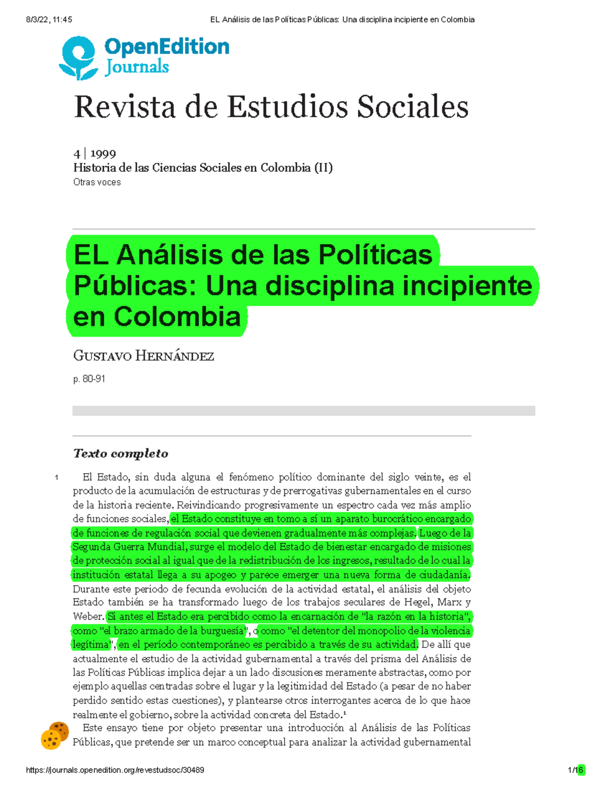 EL Análisis de las Políticas Públicas Una disciplina incipiente en ...